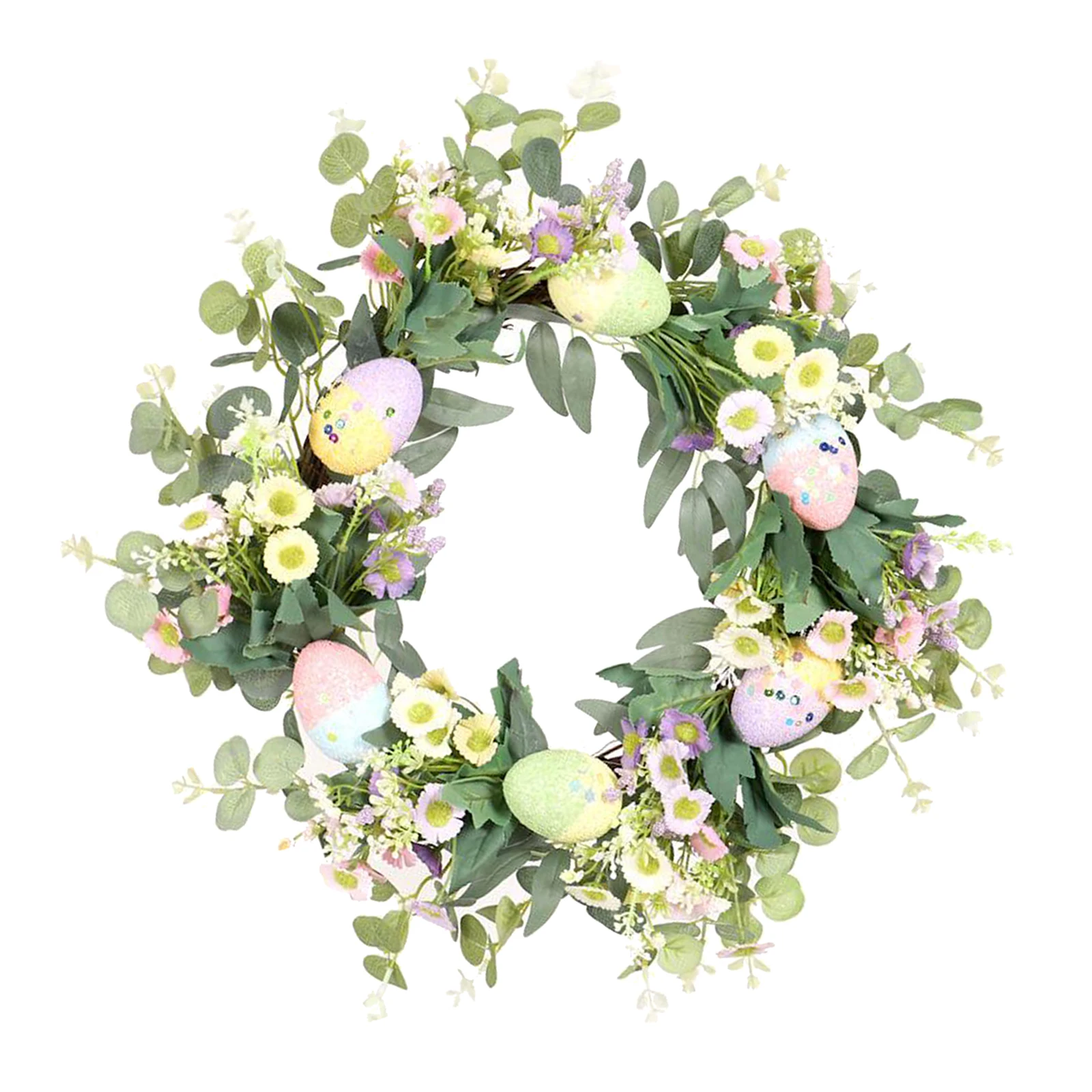 

Artificial Flower Egg Wreath Fake Floral Rattan Garland Front Door Decor Props