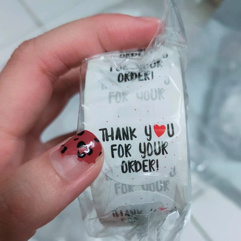 500 шт. стикеров в виде сердца спасибо за ваш заказ для покупок маленьком магазине