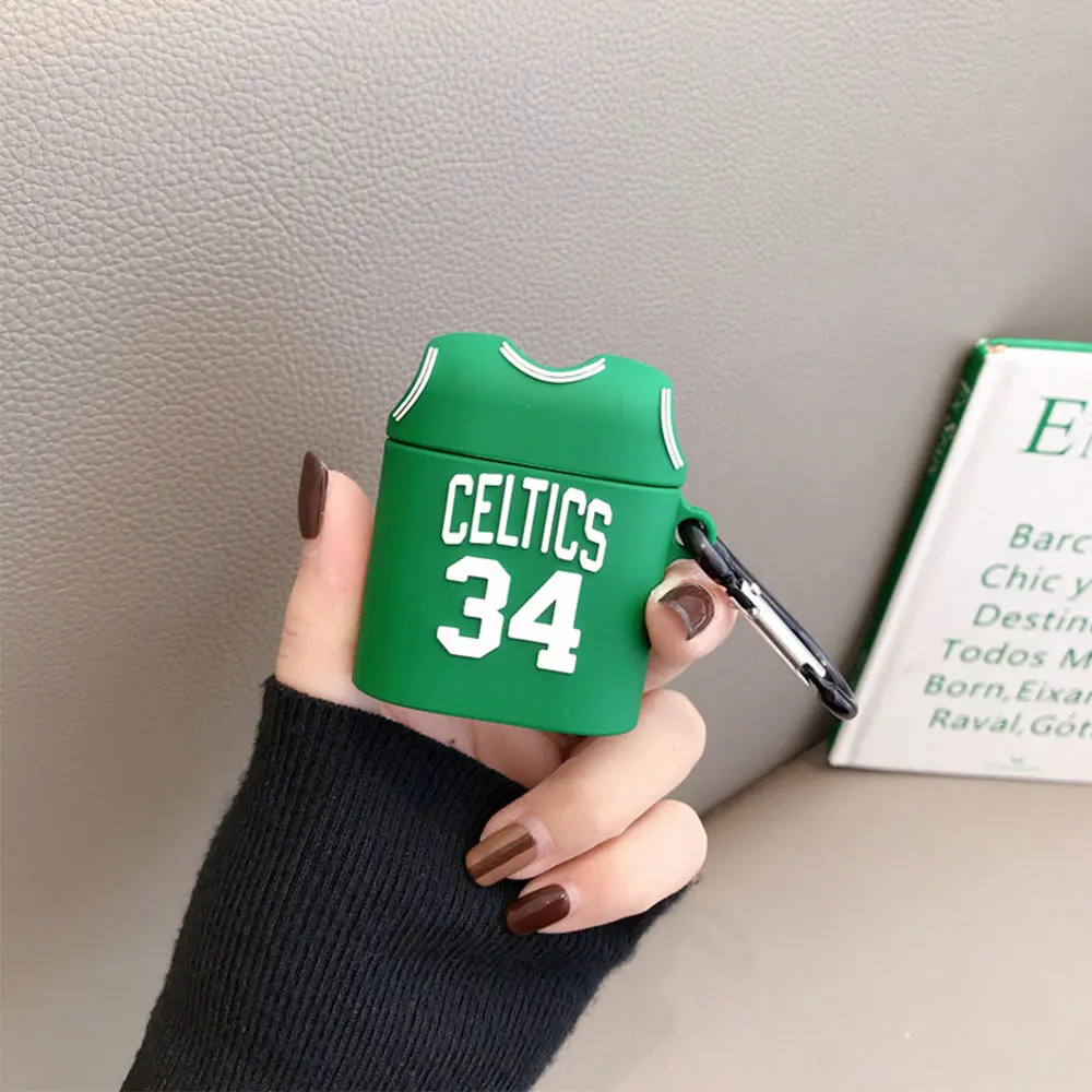 3D черные чехлы для наушников Mamba Lakers 24 Jersey Kobe Bryant Celtics 34 Paul Pierce для Apple Airpods 1/2 силиконовый чехол для наушников
