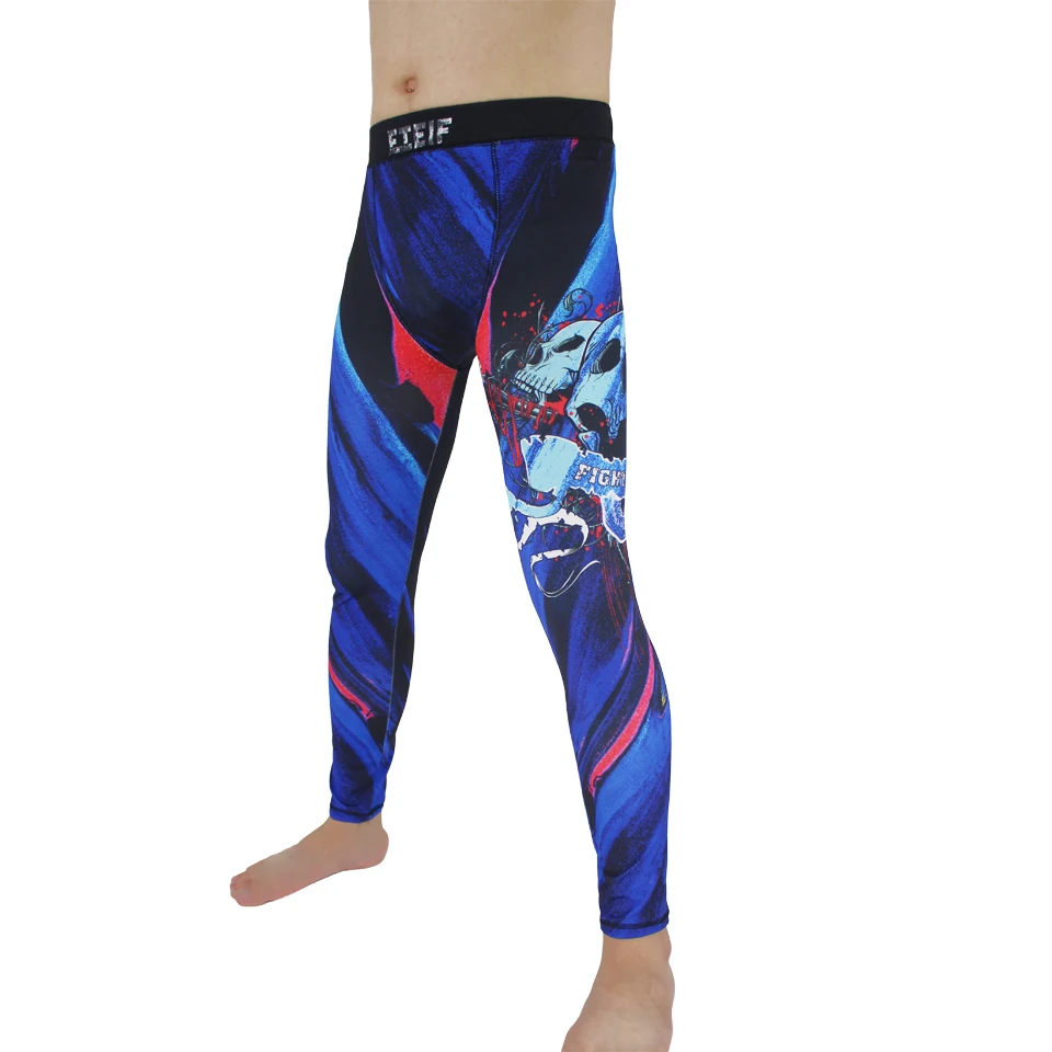 SUOTF ММА быстросохнущие дышащие синий череп бокс Шорты Тигр Муай Тай шорты для