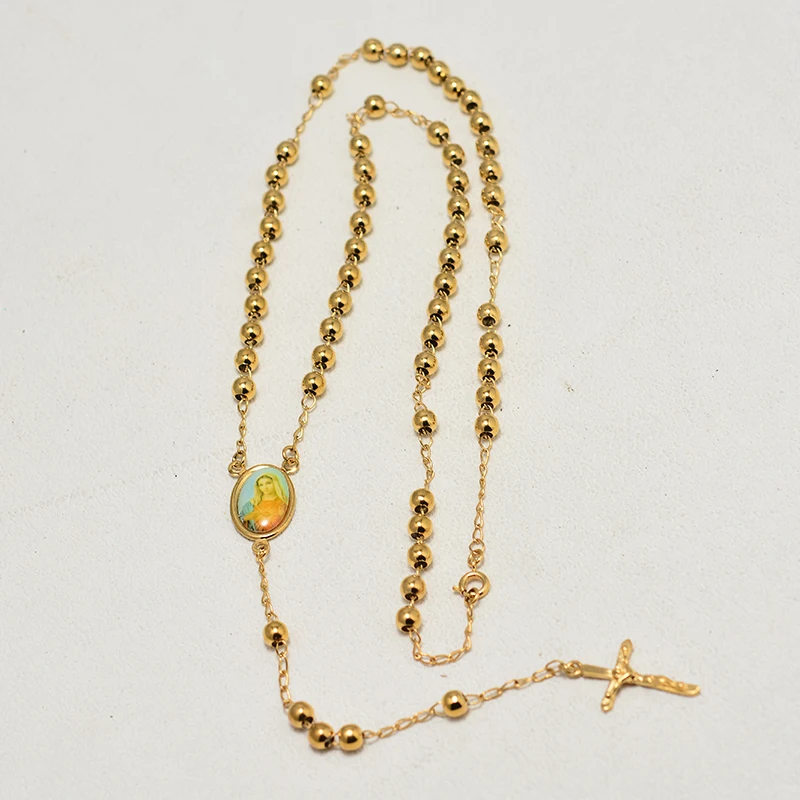 Длинное ожерелье с подвеской Дева Мария золотого цвета для женщин и девушек