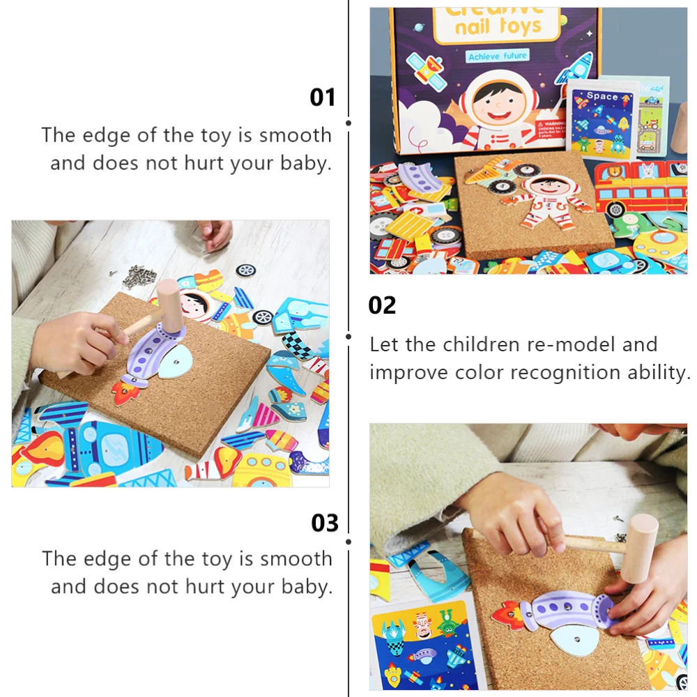 

1 Set Colorful Jigsaw Puzzle Wooden Nail Early Education Plaything for Kids