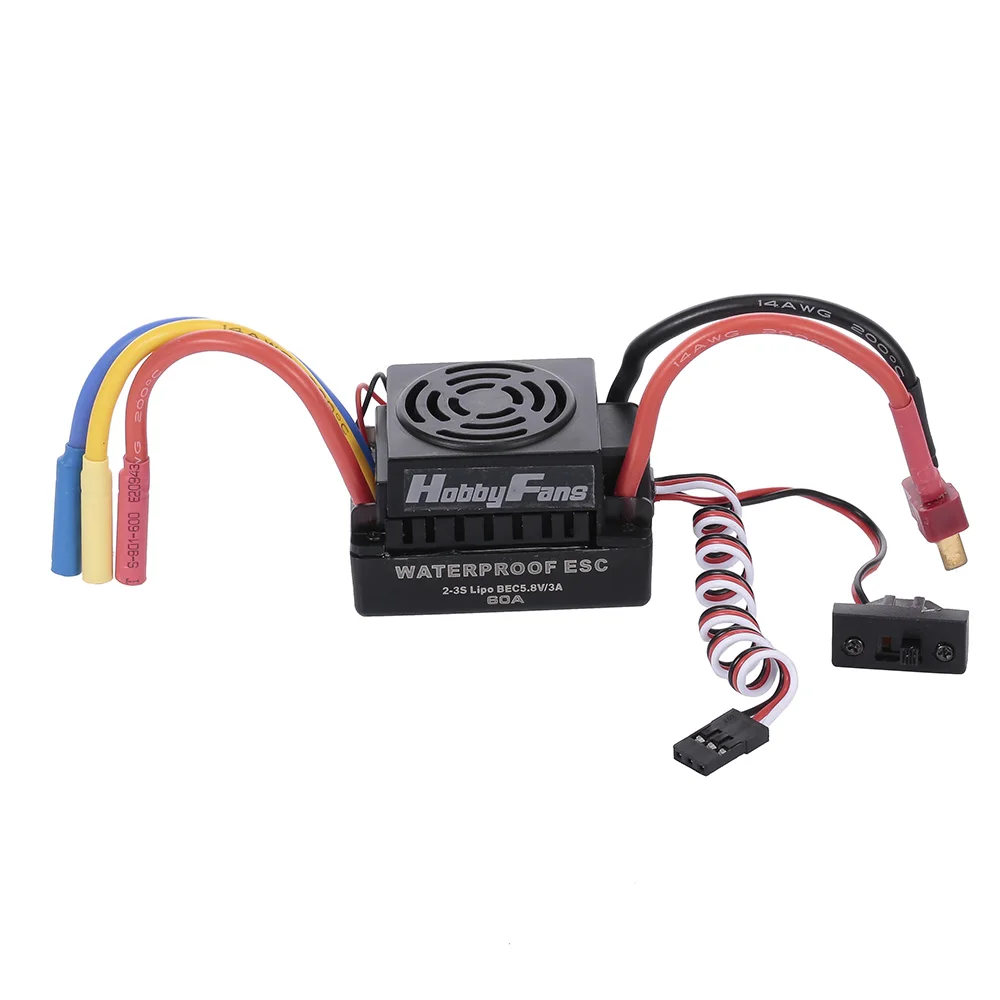 Бесщеточный двигатель с радиатором и 60A ESC водонепроницаемостью BEC для 1/10 RC Car Truck
