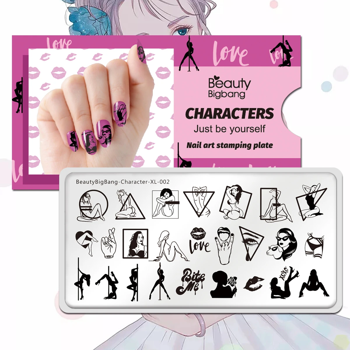 BeautyBigBang штампованные пластины для ногтей новый персонаж 002 красивые женские