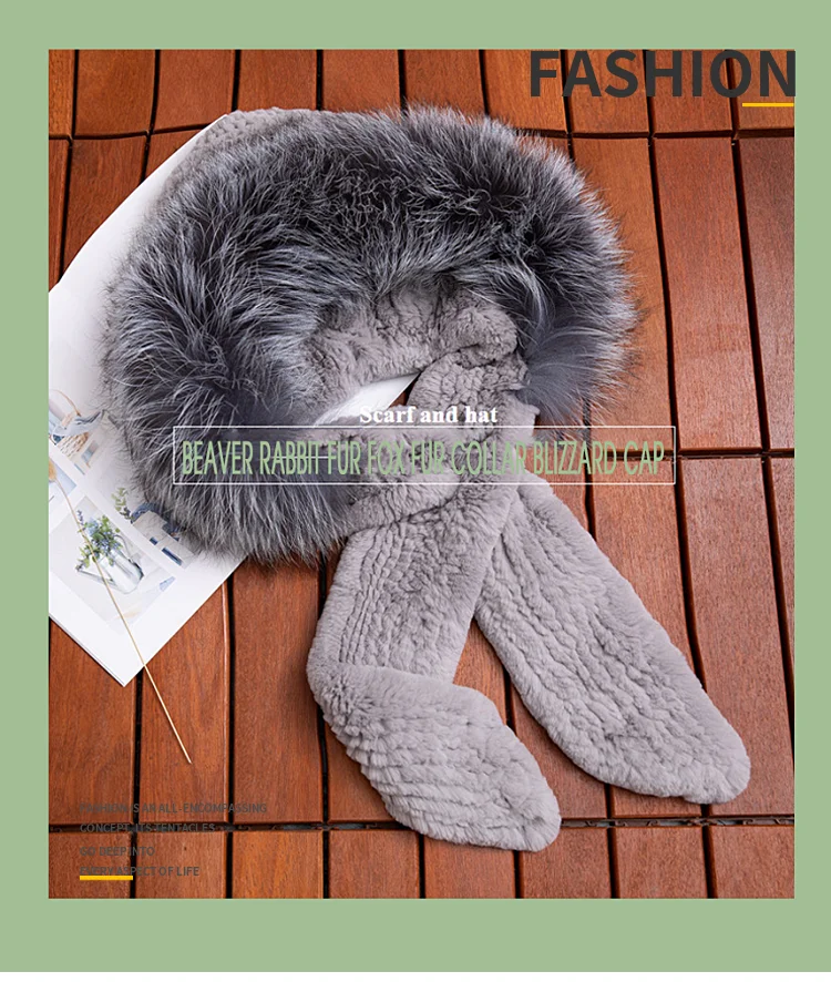 ZDFURS* новые женские шарфы из кроличьего меха с серебристой лисой, меховые полоски, зимняя теплая меховая шапка, шарф, мода для девочек, русский Снег