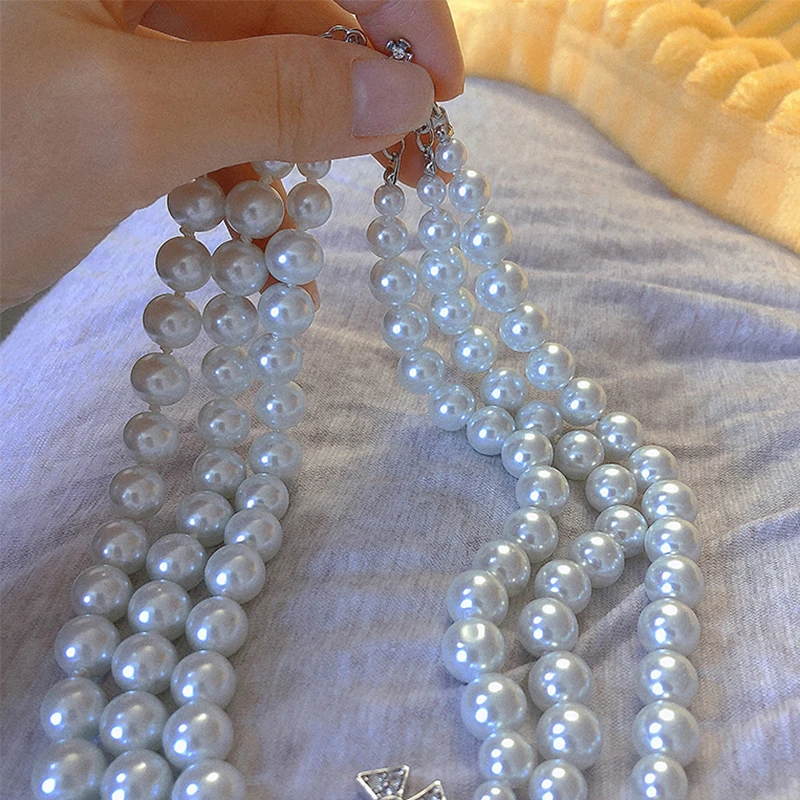 Модное женское колье-чокер с кристаллами и искусственным жемчугом | Украшения