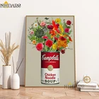 NHDARC холст печать постер искусство Кэмпбелл суп банки ваза цветок модная Настенная картина для гостиной домашний декор