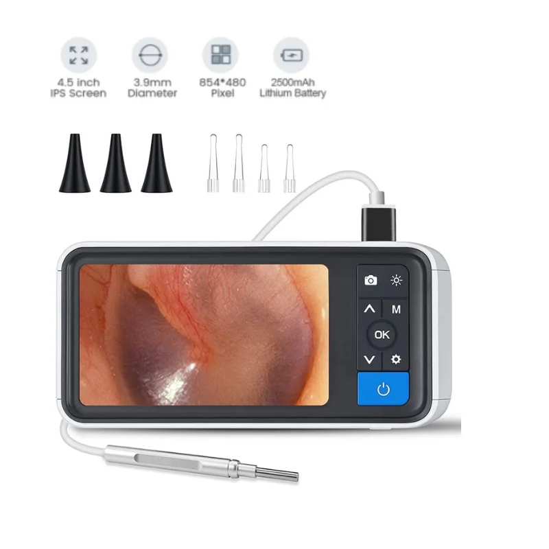 4.5 Inch 1080P HD Screen Ear Scope Endoscope 3.9mm Ear Wax Camera with 2500mAh Rechargeable Battery and 32GB SD Card