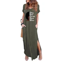 womens summer strong black educated blessed woman long dress casual loose pocket short sleeve maxi dresses tops drop ship