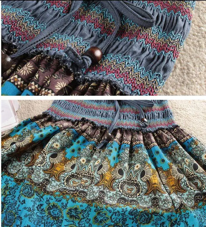 

2020 Summer New Arrival Fashion Elastic Waist Bohemian Style Flower Printed Women Long Skirts Saia Longa Skirts Womens Clothes