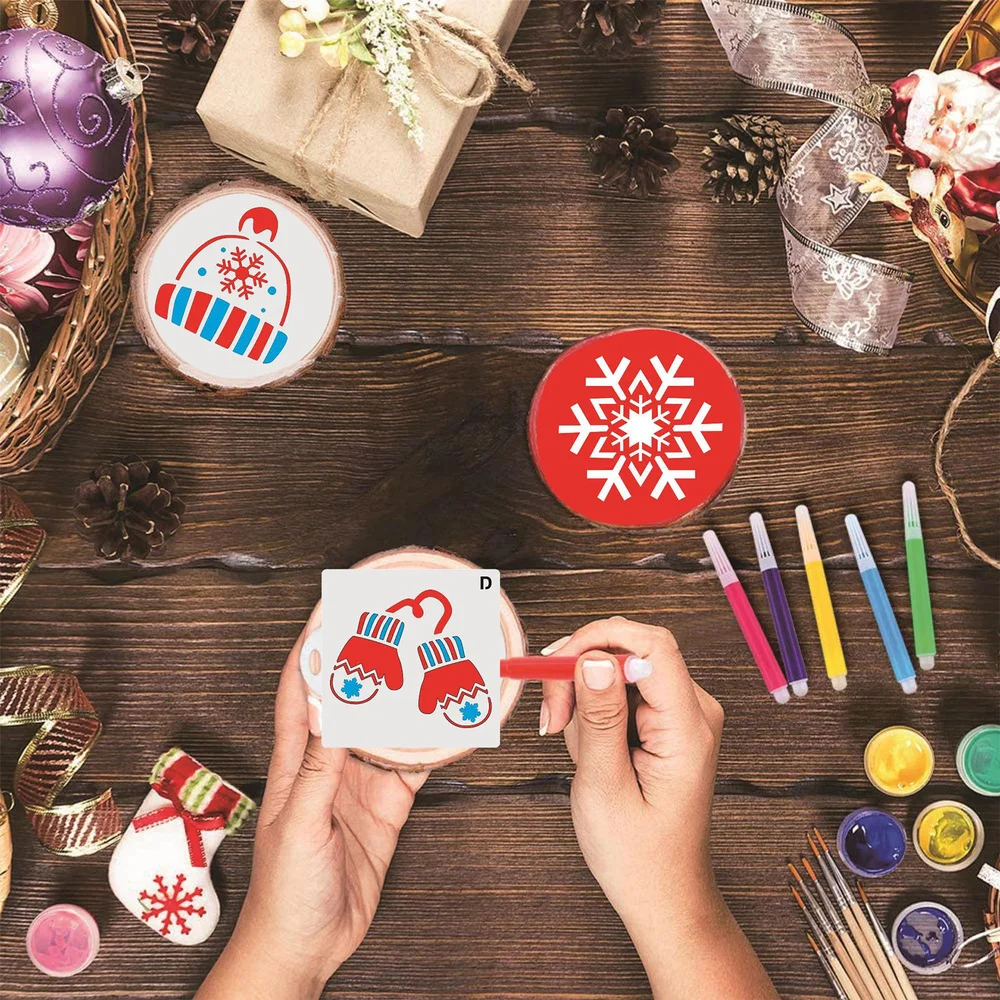 

24Pcs Christmas Painting Stencils Creative Hollow Xmas Drawing Templates