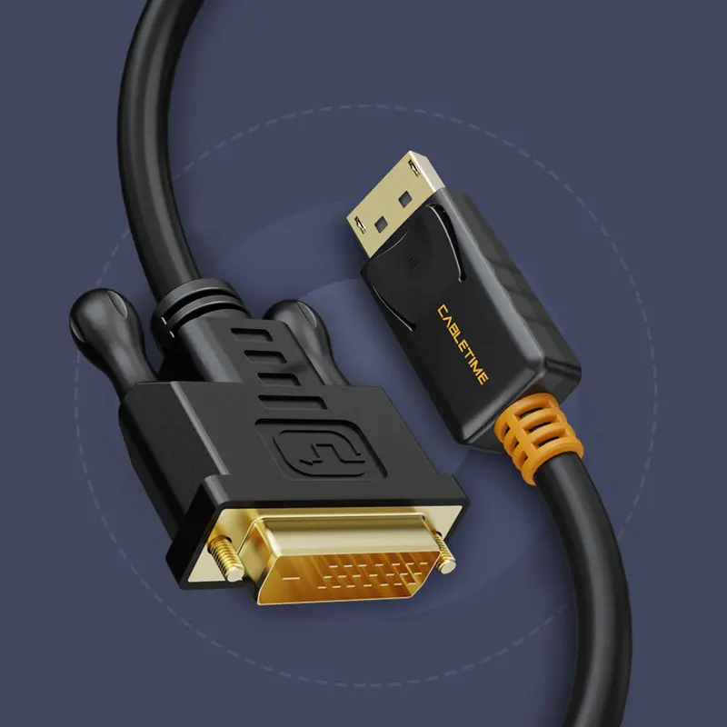 CABLETIME Дисплей порт для док станции DVI Кабель 1 8 M DP to HDMI адаптер кабель конвертер