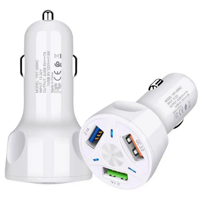 Автомобильное зарядное устройство QC3.0 с 3 портами USB быстрая зарядка для Iphone X 7 8 IPad