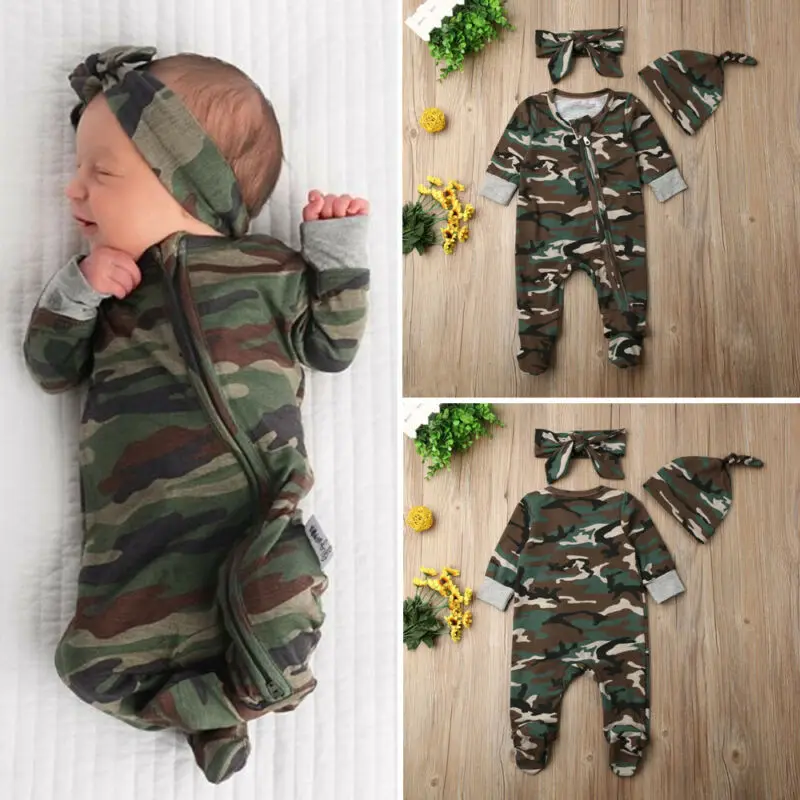 Зимняя Теплая Одежда для новорожденных мальчиков и девочек камуфляжный