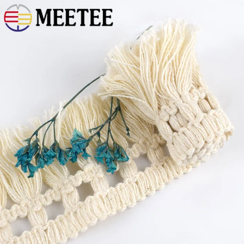20Meters 45mm Wide Beige Cotton Fringe Lace Trim Fabric Tassel Ribbon DIY Sewing Curtain Edge Home Decor Garment Craft Material | Дом и сад