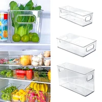 1pc refrigerator organizer bins stackable fridge food storage box with handle clear plastic pantry food freezer organizer tools