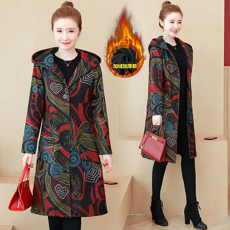 

Новинка 2020, винтажная ветровка, женские зимние куртки, плюс вельветовое утепленное длинное пальто с капюшоном в стиле ретро, xa295