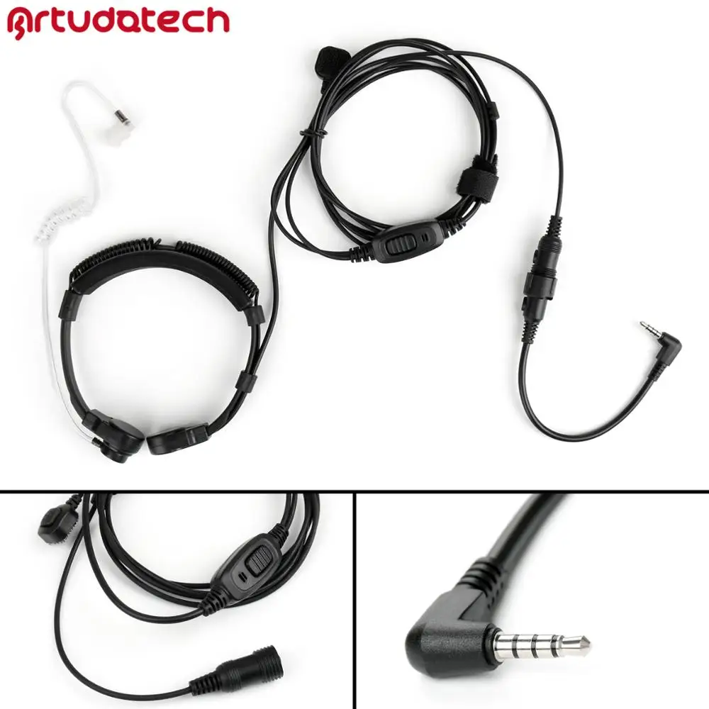 

Artudatech 1Pcs 3.5mm Throat Microphone Covert Acoustic Tube PTT For YAESU VX1R VX168 Radio