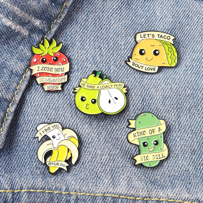 

Creative Cute Avocado Brooch Stylish Strawberry Banana Cartoon Fruit Shape Brooch Exquisite Enamel Pins Popular Backpack Badge