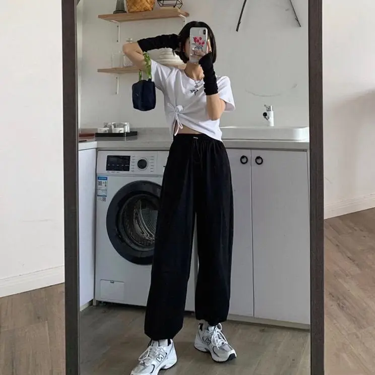 

Pants Womens Solid Elastic Waist Leggings Motion Korean Style Harajuku Hip Hop Streetwear Leisure High Quality 2020 Fashion Chic