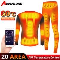winter heated underwear smart phone app control temperature motorcycle jacket suit usb battery powered fleece thermal men women