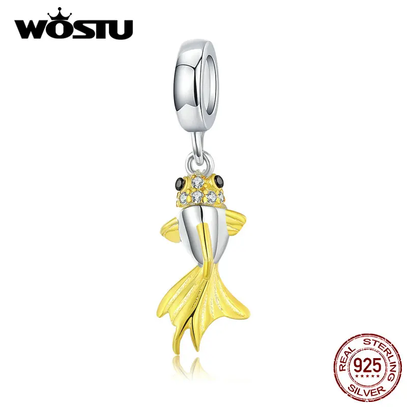 Женский браслет WOSTU lucky carp из стерлингового серебра 925 пробы с красным