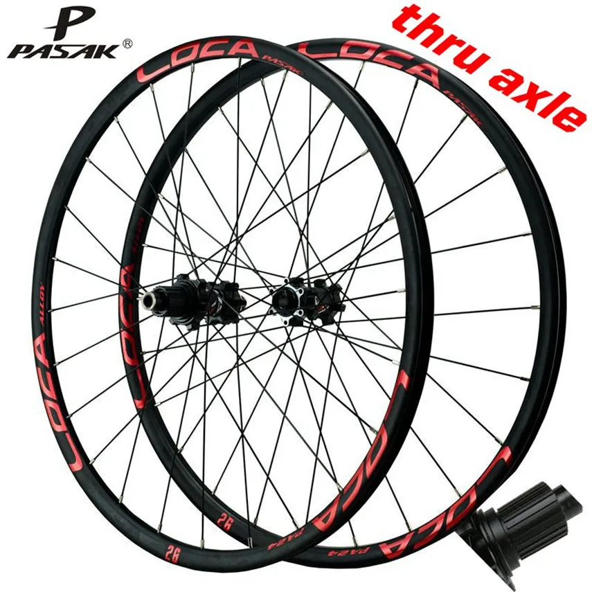 Günstig PASAK MTB Mountainbike Straße Fahrrad Thru-achse Rad Set 26/27.5/29 Zoll/700C Gerade Pull Disc Bremse Rad Kleine Spline Hub