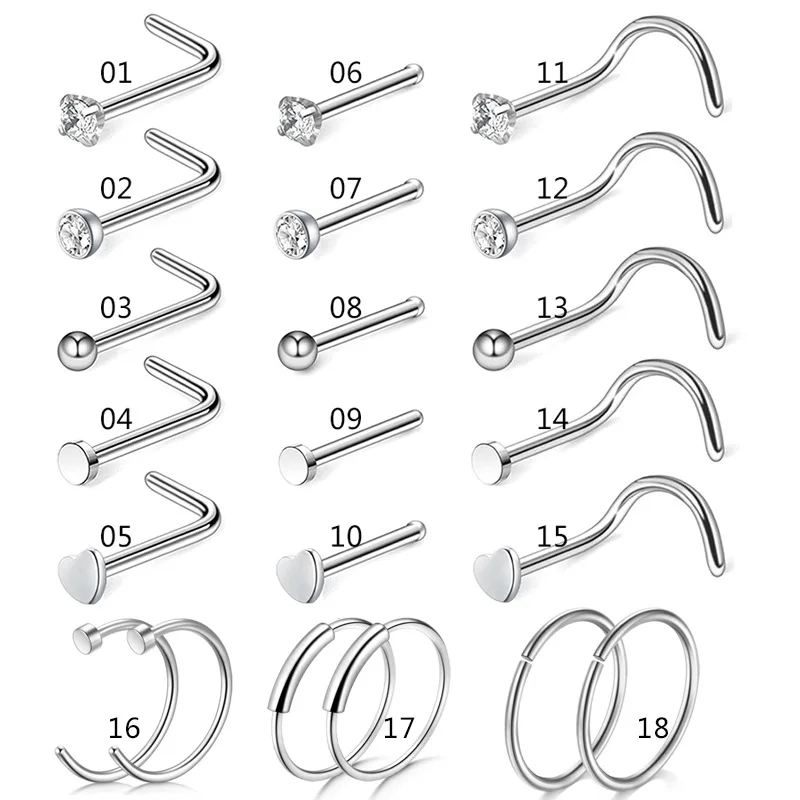 

Модный пирсинг в стиле панк для носа со стальным гвоздиком, кольцо для носа с фианитами, пирсинг в хип-хоп и теле, пирсинг для ноздрей