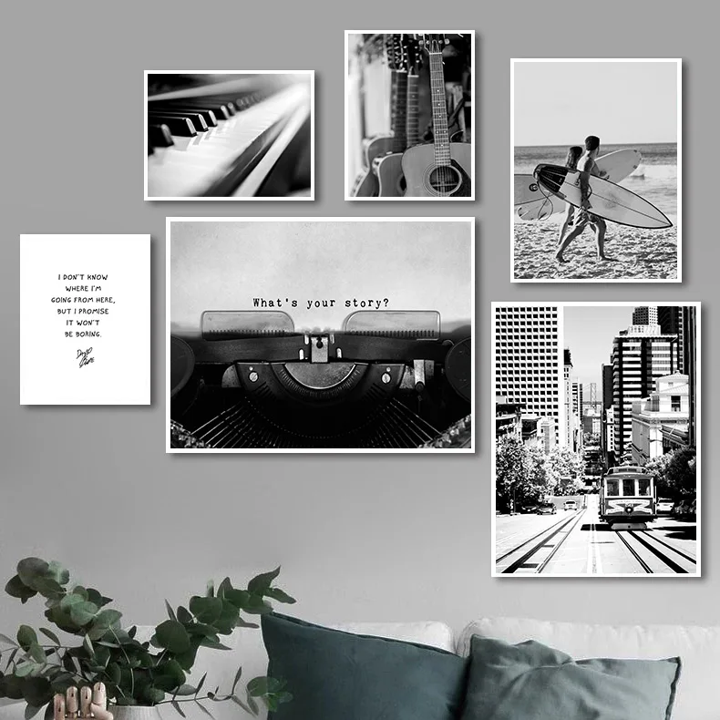 

Nordic Guitar Piano Poster Musical Instruments Beach Yacht Urban Street Landscape Art Print Quotes Canvas Painting Home Decor