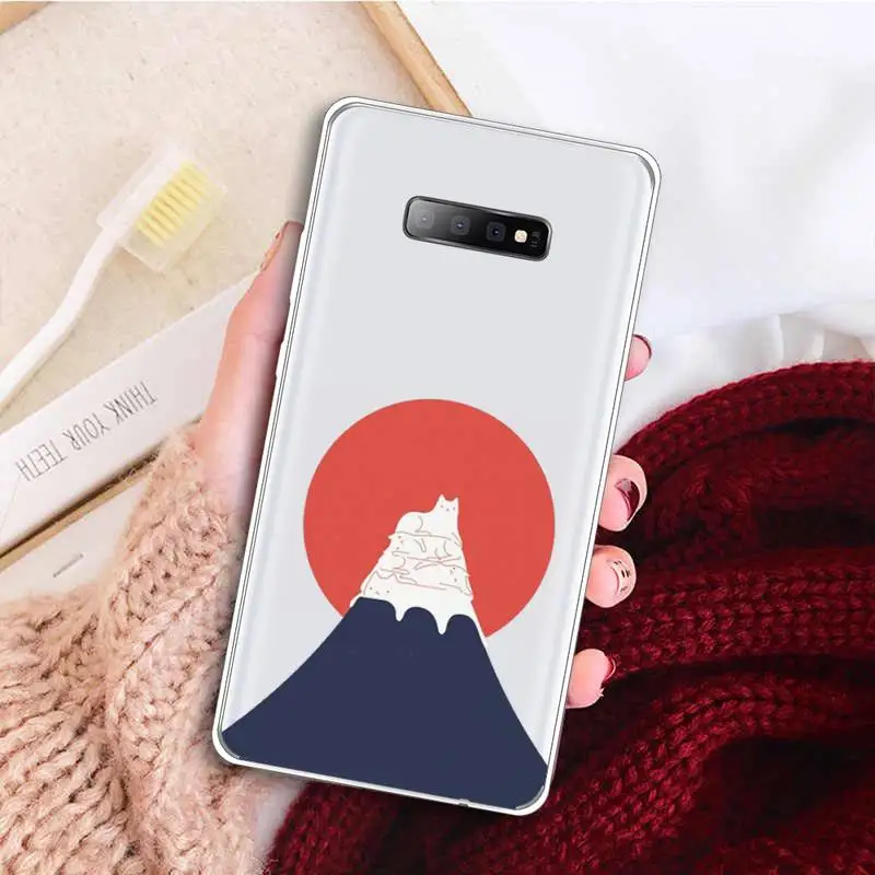 

Art Abstract Mount Fuji Japan landscape Phone Case Transparent For Samsung Galaxy A 71 21s S note 8 9 10 plus 20 ultra