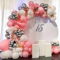 171pcs macaron pink birthday party wedding backdrop free shipping latex white balloon rose red arch baby shower event decor kits