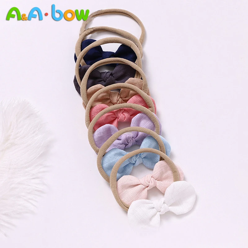 

8pcs/lot Full Handmade Solid Color Nylon Headband Bow Hair Bands for Girls Baby Hair Accessories Headwear Children Gifts