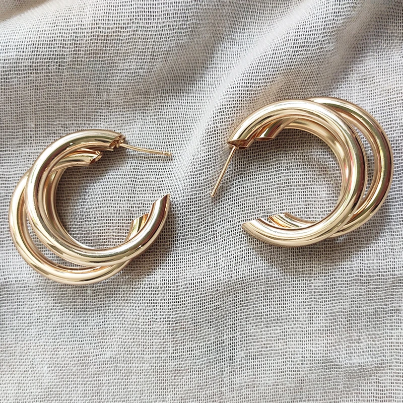 2020 C-shaped exaggerated metal earrings women punk design массивные серьги trendy корея gold color accessories gifts |