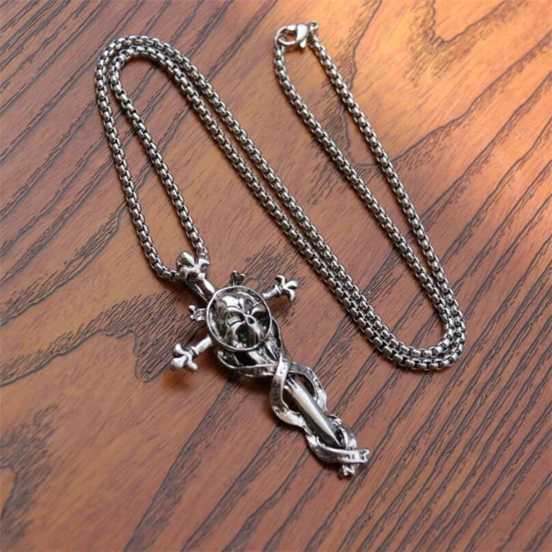 Кулон из нержавеющей стали с крестом в виде черепа стиле