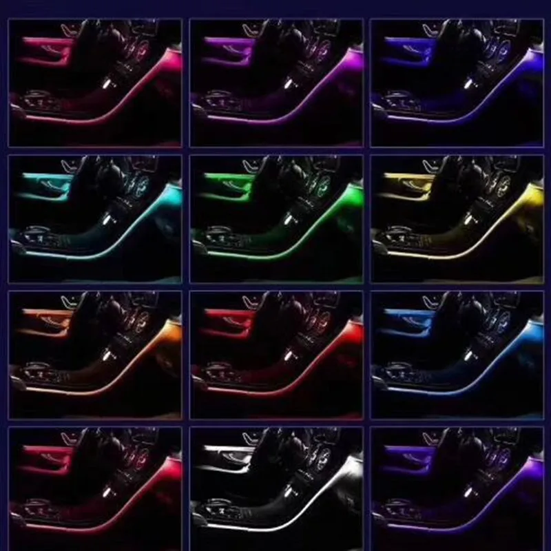

10 in 1 8M Sound Active EL Neon Strip Light APP LED Car Interior Light Multicolor Bluetooth Phone Control Atmosphere Light 12V
