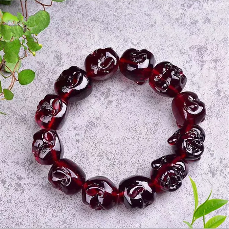 Натуральная голова Будды крови 2-го поколения красный янтарь мерный мужская и