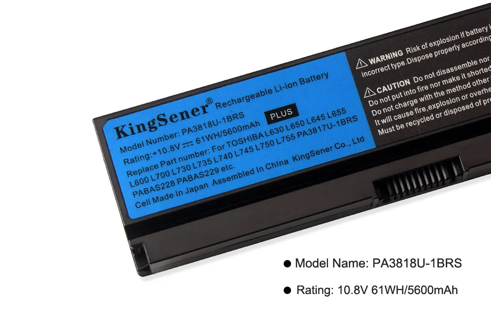 Японский аккумулятор KingSener PA3817U для TOSHIBA L630 L650 L645 L655 L600 L700 L730 L735 L740 L750 L755