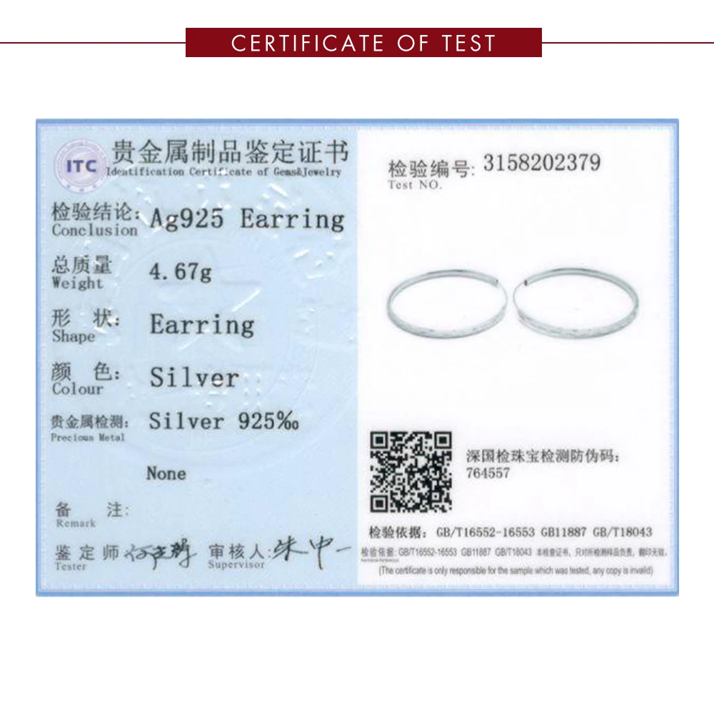 

LEKANI Real 925 Sterling Silver Earrings For Women Simple Trendy O Shaped Hoop Earring Fine Jewelry Elegant Female Party Gift