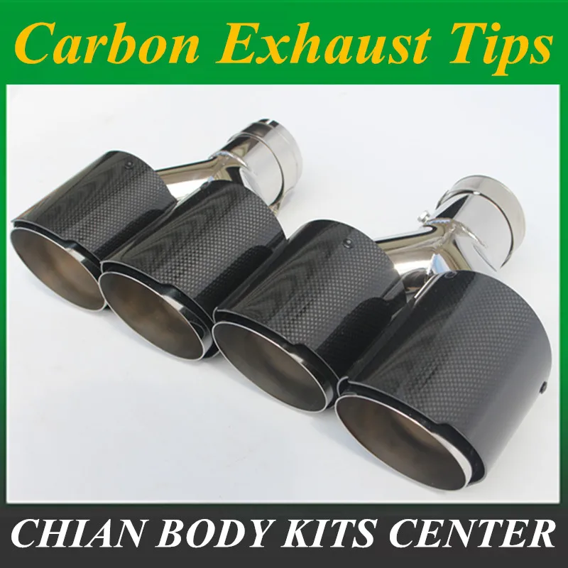 2 шт. Универсальный двойной наконечник выхлопной трубы глянцевый из углеродного