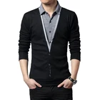 Осенняя одежда 2020 модная трендовая мужская Трикотажная толстая футболка с длинным рукавом Лоскутная рубашка с воротником имитация двух дизайнерских топов для мужчин 5XL