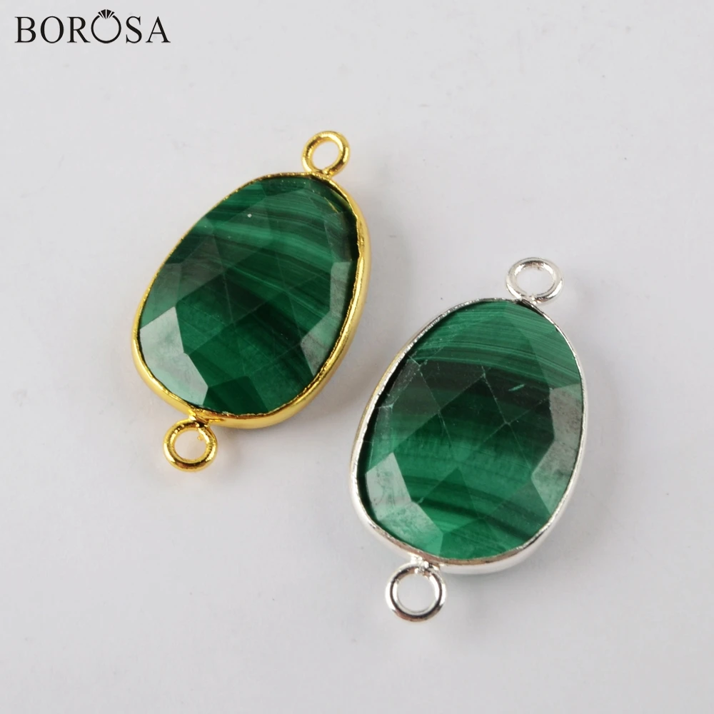 BOROSA 5/10 шт. Натуральные малахитовые соединители золотые подвески двойные подвески для ожерелья ювелирные бусы для изготовления ювелирных изделий G1940