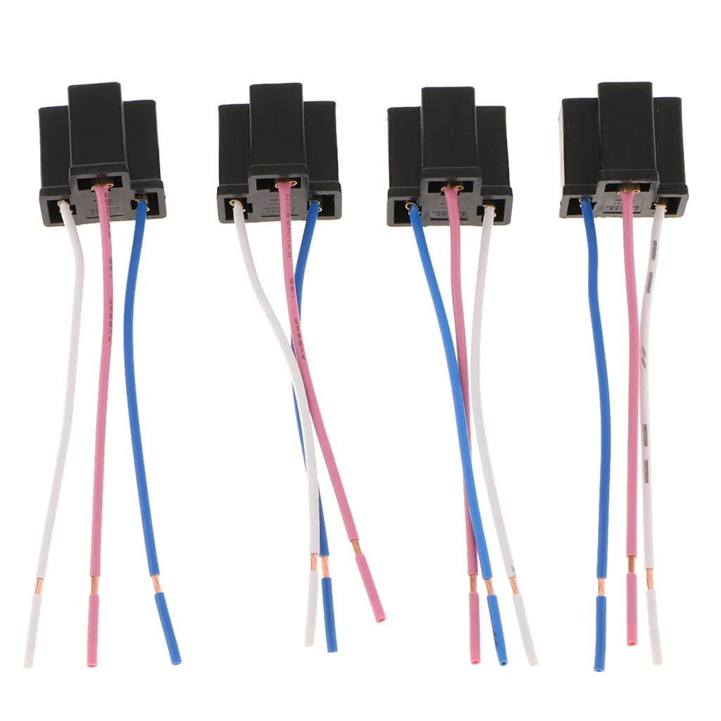 

4 Pieces H4 Female Adapters Wiring Harness Socket & 3 Wire For Headlight Fog For 12V Car RV Truck Etc