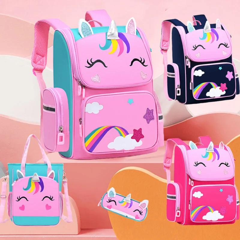 

Child 3D Cartoon Unicorn School Backpack for Girl Orthopedic School Bag Kids Schoolbag Fashion Anime Primary Waterproof BooKbag