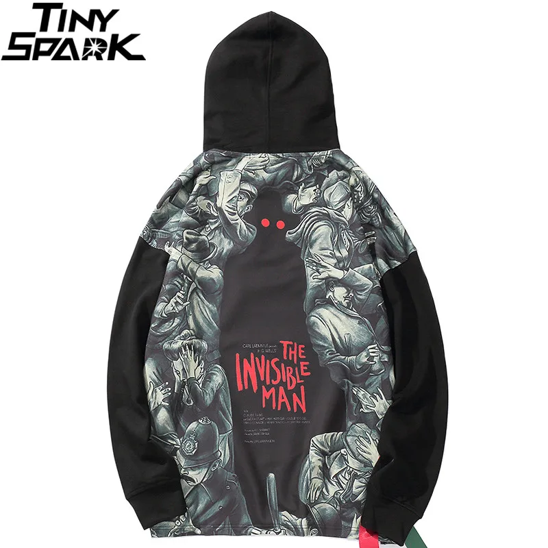 Мужская Уличная Хип хоп толстовка с капюшоном невидимый человек печати Harajuku