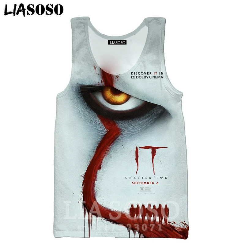 LIASOSO New Men Women Pennywise Sweatshirt 3D Print Horror Movie It Chapter Two Clown T Shirt Top Hoodies O Neck Pullover A305-6 | Мужская