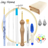 10pcs embroidery punch needle kits adjustable yarn punch needle punch needle cloth embroidery hoops for diy sewing craft