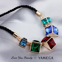 yamega fashion colorful crystal statement necklace bling bling rope chain gold jewelry choker collar necklaces for women girls