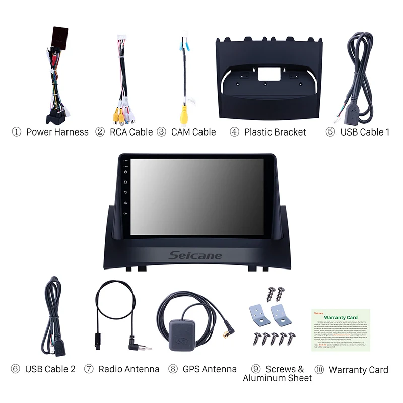 Автомагнитола Seicane 2DIN 9 дюймов для Renault Megane 2 2004 2005-2008 Android 1 автомобильный