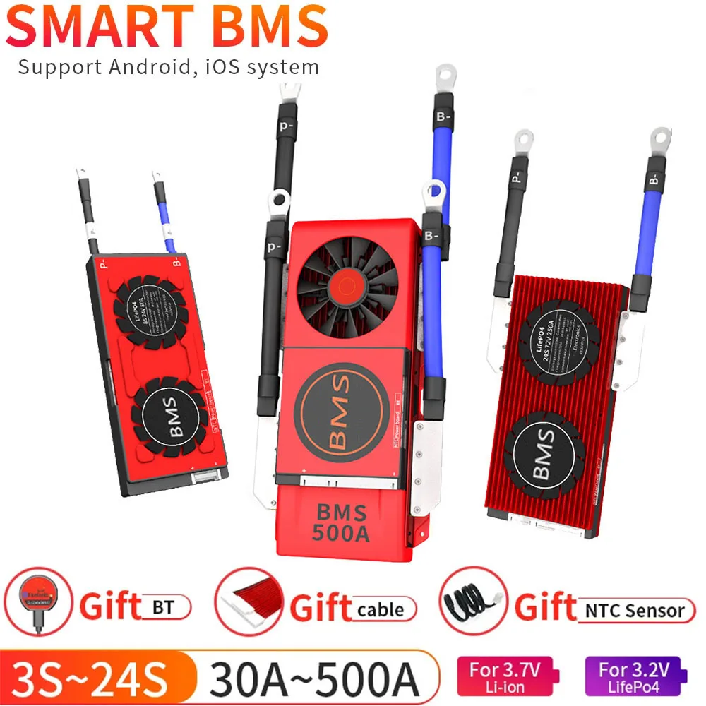 

Умные батареи BMS 12s lifepo4 Bluetooth Lipo 30A ~ 500A USB UART, солнечная система, аккумуляторы, балансирующие батареи BMS