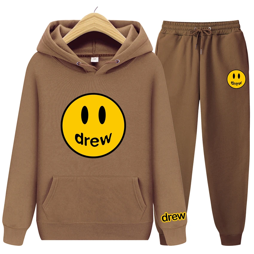 drew house 2022 justin bieber fashion man tracksuits mens autumn winter brand hoodies jogging suits streetwear athletic sets free global shipping
